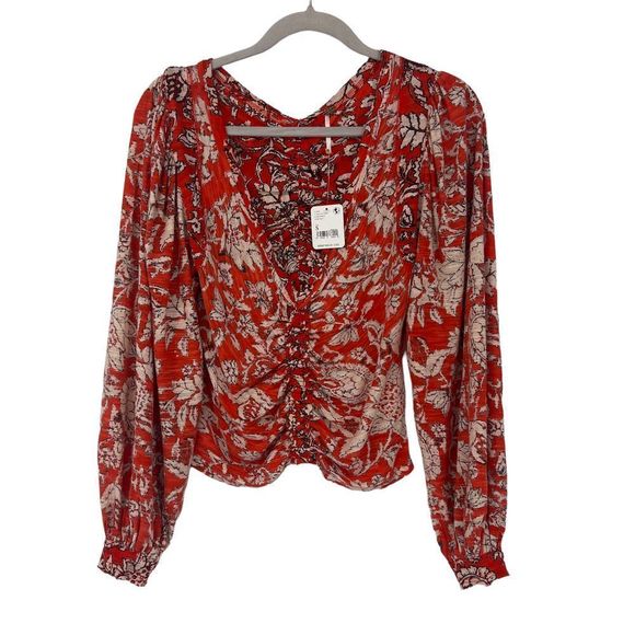 Free People Say The Word Top / Ruby Red Combo Size Small NWT - Picture 5 of 12